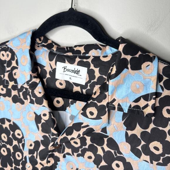 NEW Boozelele Men's Funky Flower Print 100% Cotton Cuban Collar Shirt Size XL - Picture 2 of 7